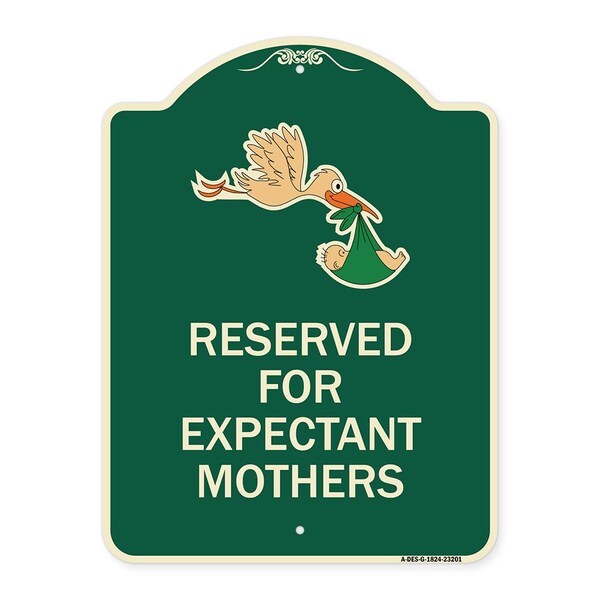 Reserved for Expectant Mothers W/ Stork & Baby Graphic Heavy-Gauge Alum, 18" L, 24" H, G-1824-23201